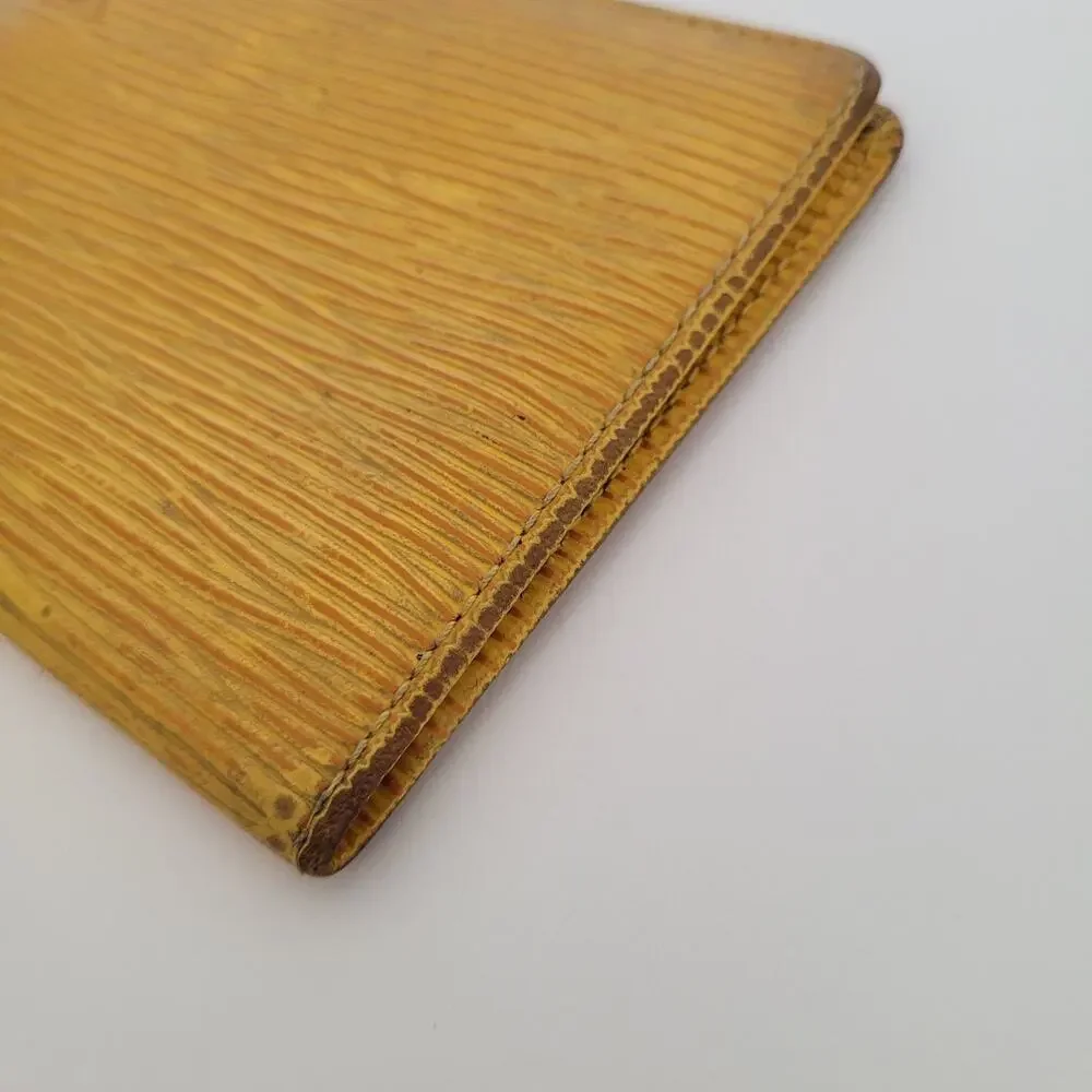 Louis Vuitton LV Epi Vintage Card 2 ID Windows Wallet Yellow Purple Bifold Small